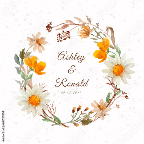 rustic white flower watercolor wreath