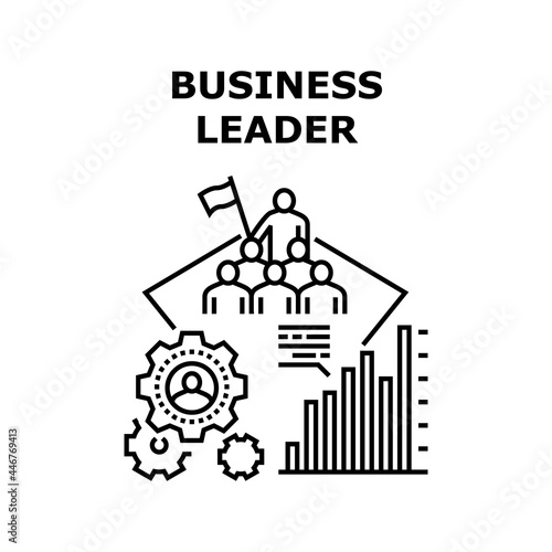 Business Leader Vector Icon Concept. Business Leader Leading Presentation Or Educational Lesson For Employees In Conference Room For Increase Sales And Communication Skill Black Illustration