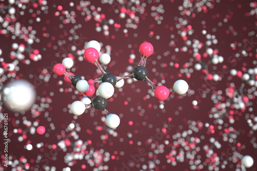 Molecule of lactic acid, conceptual molecular model. Scientific 3d rendering photo