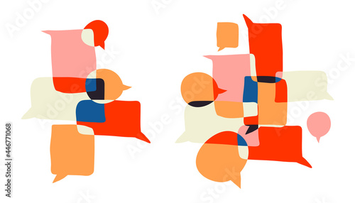 Abstract hand draw bubles text set. Talking concept 