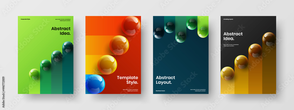 Simple realistic balls corporate brochure concept collection. Original banner design vector illustration composition.