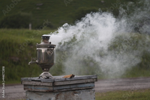 samovar in the smoke