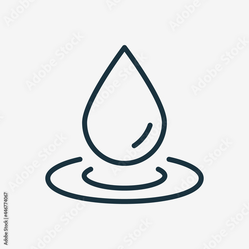 Water Drop Linear Icon. Water Droplet and Splash Line Icon. Editable stroke. Vector illustration