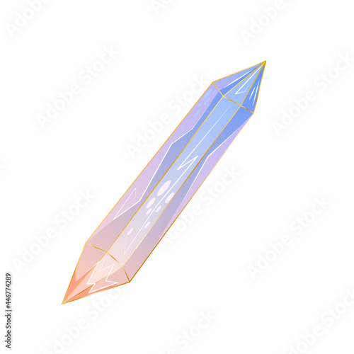 Beautiful crystal, gem, jewel is isolated on white background. A colorful stone for games and applications. Vector illustration in cartoon style