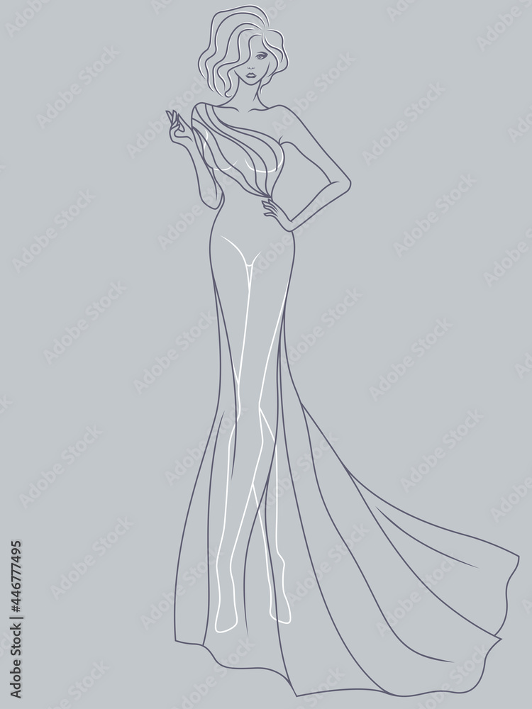 Abstract outline of charming and elegant lady Abstract outline of charming and elegant lady
