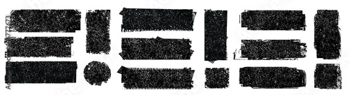 Grunge Paint Roller . Vector brush Stroke . Distressed banner . Black stripes isolated. paintbrush collection . Modern Textured shape . Dry border in Black . Bulge lines