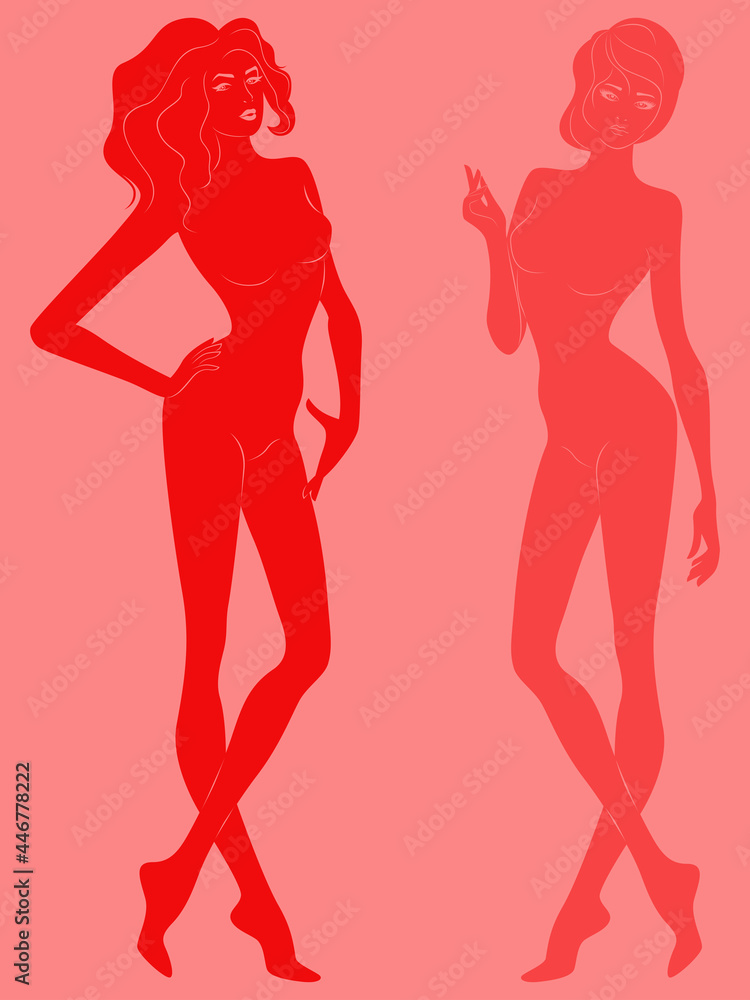 Two silhouette of abstract sensual slender ladies Two silhouette of abstract sensual slender ladies