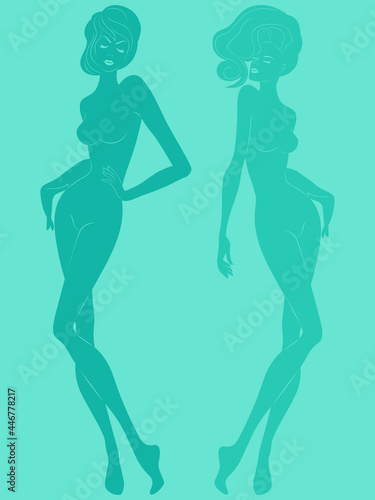 Two silhouette of abstract sensual ladies