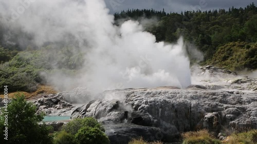 Pohutu and Tetohu geysers - New Zealand photo