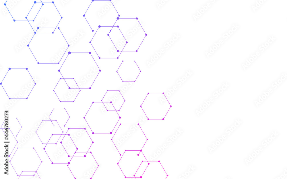 六角形が重なるアブストラクト素材、紫グラデーション