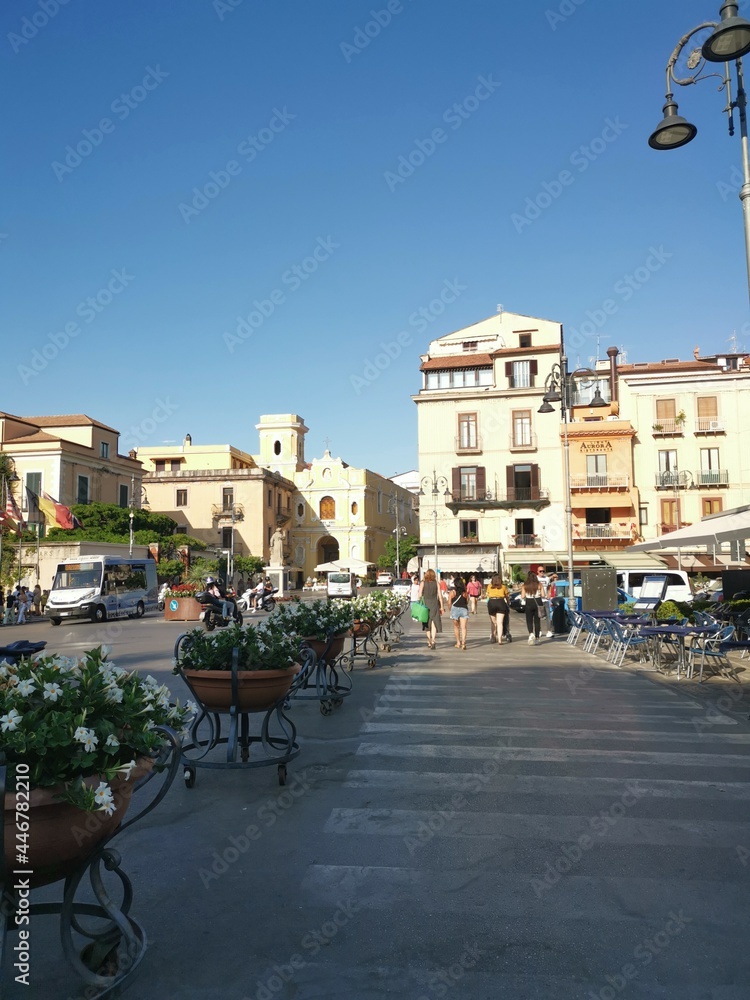 Sorrento Old City Buildings and Piazza Italian Life Campania Italy
