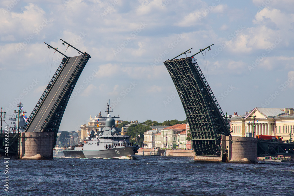 Parade of warships in St. Petersburg