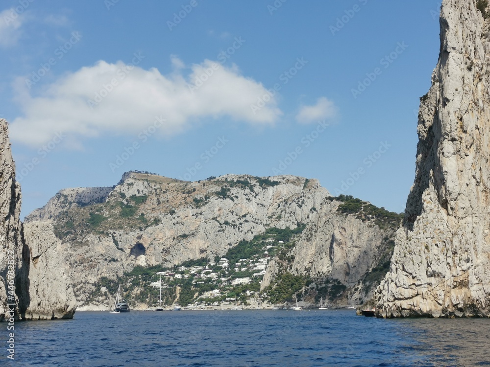 Capri Cliffs and Caves Blue Water Coastline Amalfi coast Italy