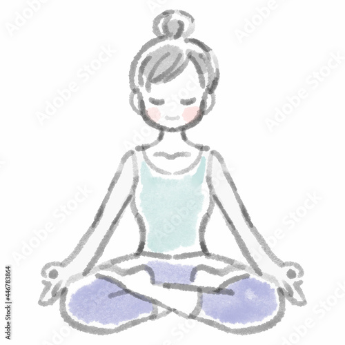 結跏趺坐の女性　ヨガ