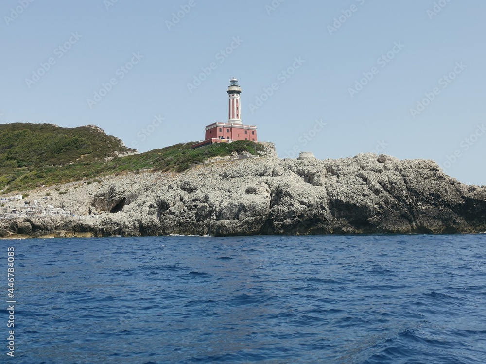 Capri Lighthouse Capri Cliffs and Caves Blue Water Coastline Amalfi coast Italy Capri Lighthouse Capri Cliffs and Caves Blue Water Coastline Amalfi coast Italy