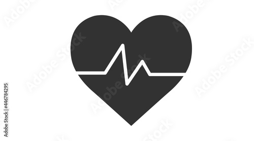 Heart and Lifeline Icon. Black and white editable illustration