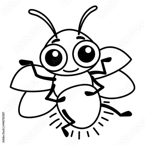Coloring Insect for children coloring book. Funny firefly in a cartoon style