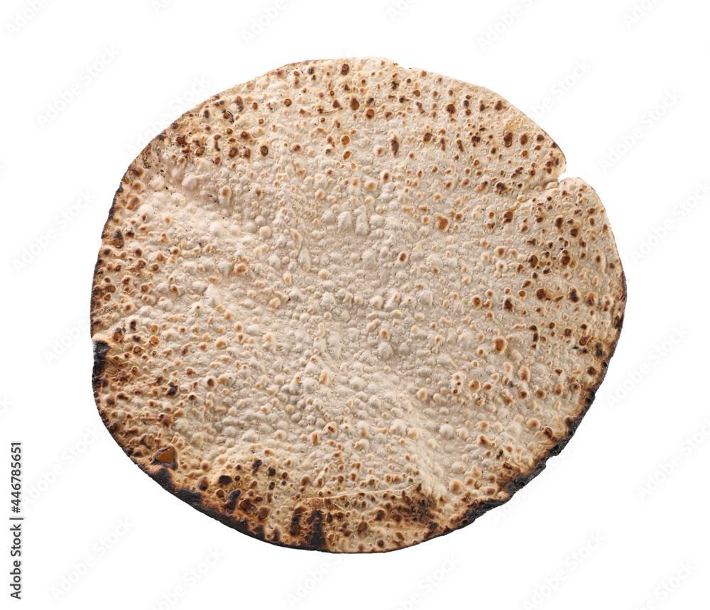Tasty matzo isolated on white, top view. Passover (Pesach) celebration Tasty matzo isolated on white, top view. Passover (Pesach) celebration