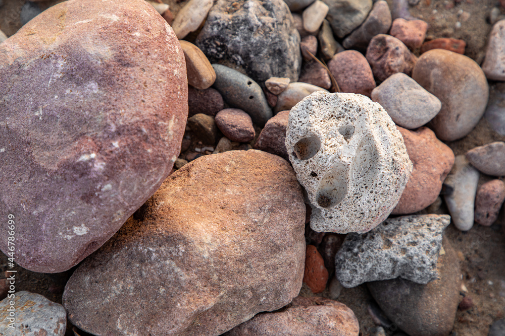 pebbles, sand and shells on the seashore pebbles, sand and shells on the seashore