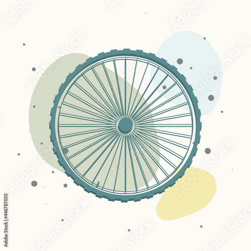 Vector wheel icon on multicolored background.