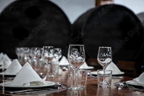 served table in a wine restaurant