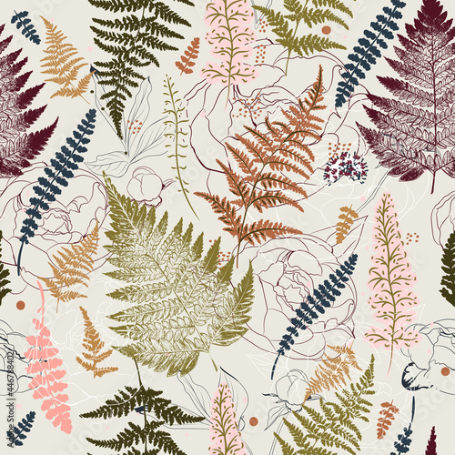Fashion vector vintage fern seamless pattern for textile design