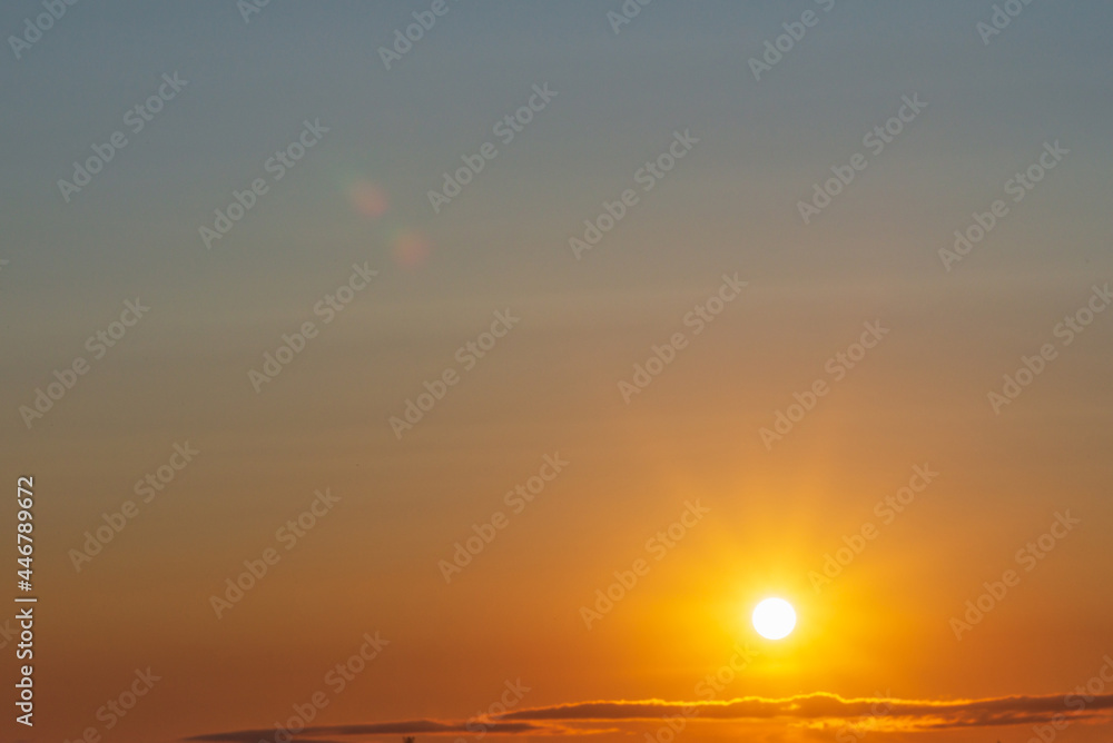 Yellow golden sunet landscape.Sun in a horizon. Yellow golden sunet landscape.Sun in a horizon.