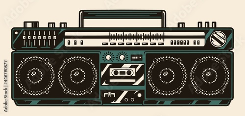 Colorful template of portable ghetto blaster