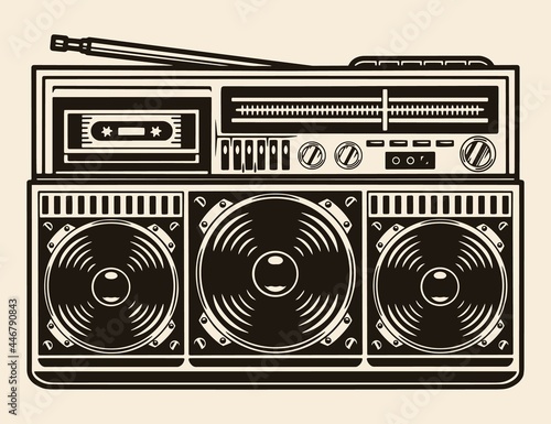 Old cassette recorder with radio