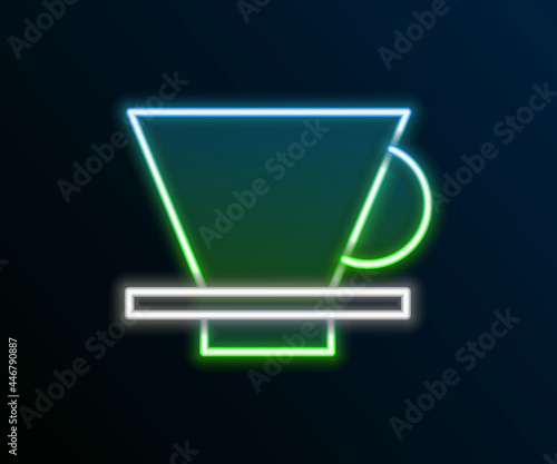 Glowing neon line V60 coffee maker icon isolated on black background. Colorful outline concept. Vector