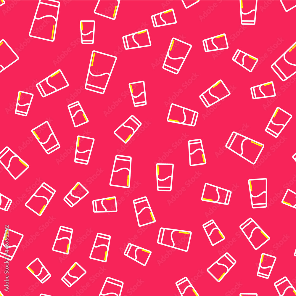 Line Glass with water icon isolated seamless pattern on red background. Soda glass. Vector Line Glass with water icon isolated seamless pattern on red background. Soda glass. Vector