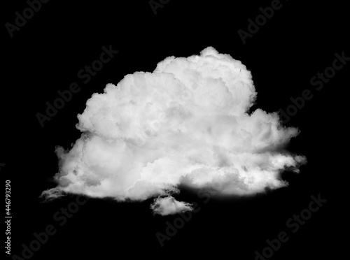 White cloud isolated on a black background.