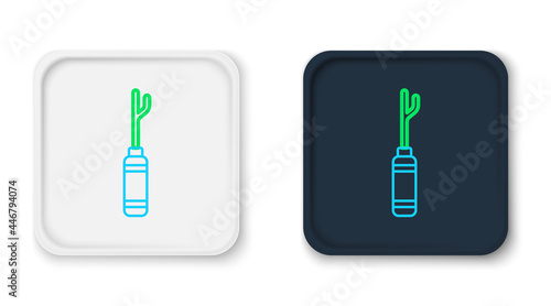 Line Awl tool with wooden handle icon isolated on white background. Work equipment tailor industry. Colorful outline concept. Vector