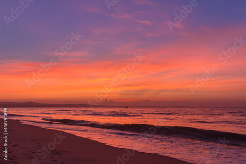 Sea sunrise with waves, Vietnam © lunarvogel