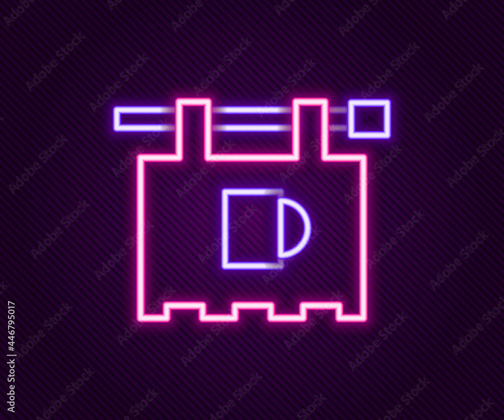 Glowing neon line Street signboard with inscription Bar icon isolated on black background. Suitable for advertisements bar, cafe, restaurant. Colorful outline concept. Vector Glowing neon line Street signboard with inscription Bar icon isolated on black background. Suitable for advertisements bar, cafe, restaurant. Colorful outline concept. Vector