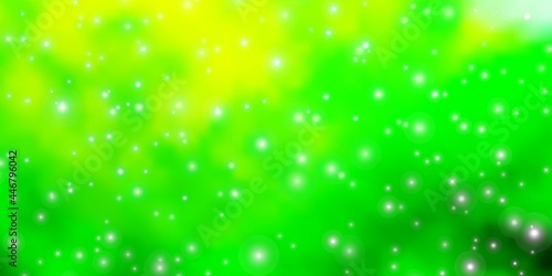 Light Green, Yellow vector background with colorful stars. © Guskova