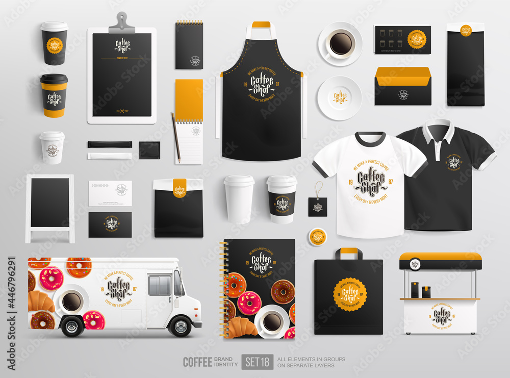 Brand Identity Mockup set for Coffee Shop and Bakery package