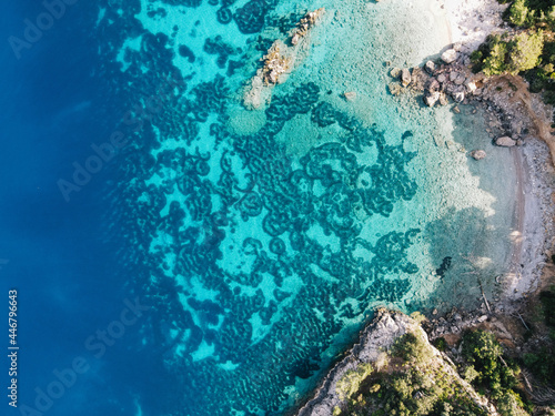 Natural landscape of summer Turkey beach on sea of blue and turquoise color