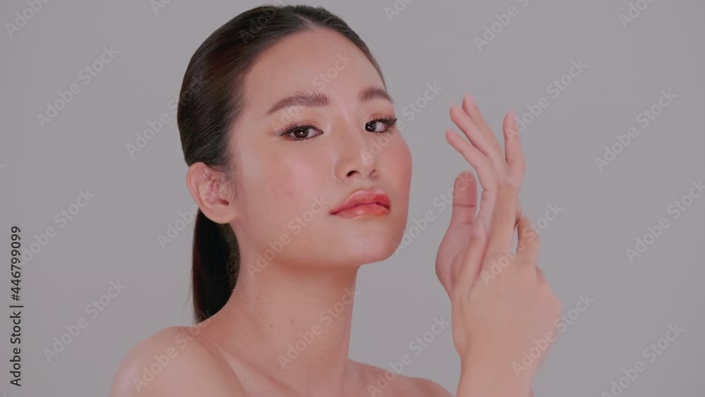 Beautiful face of Asian young woman with natural skin. Portrait of attractive girl with soft make-up and white skin. Beautiful face of Asian young woman with natural skin. Portrait of attractive girl with soft make-up and white skin.
