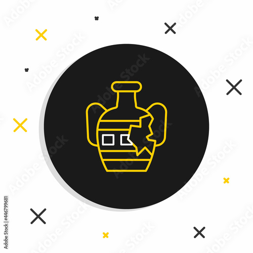 Line Broken ancient amphorae icon isolated on white background. Colorful outline concept. Vector
