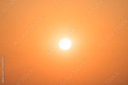 Orange color sky on sunset background