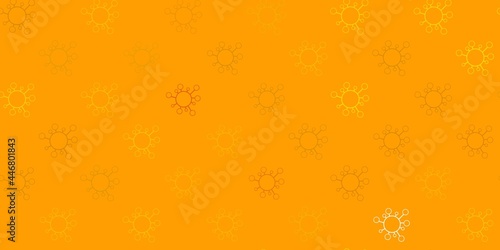 Dark green, yellow vector pattern with coronavirus elements.