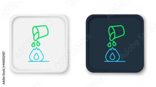 Line Water bucket extinguishing a fire icon isolated on white background. Colorful outline concept. Vector