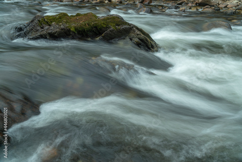 Rio de águas puras na Serra do Mar no Paraná no meio da Floresta Atlântica preservada. Brasil.  photo