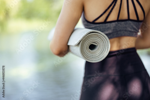 Picture of a yoga mat, being used regularly.