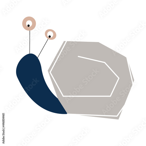 Vector illustration of a carttoon snails flying isolated on white background for logo, greeting card, t-shirt