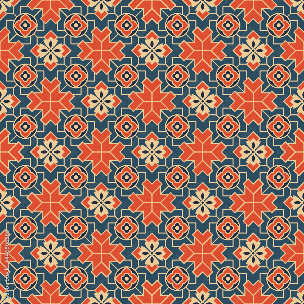 Seamless pattern with tiles. Swatch included. Classic Japanese style. Seamless pattern with tiles. Swatch included. Classic Japanese style.