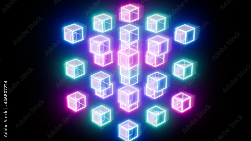 Naklejka premium Glowing Neon Multi VJ Boxes