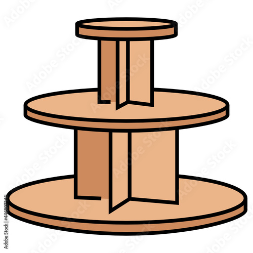 Circle three layer Shelves Vector color Icon Design, Retail Shop Equipment Symbol, Supermarket fixtures Sign, Grocery Store Supplies Stock illustration, 3-Tier Round Display Tables or Rack Concept