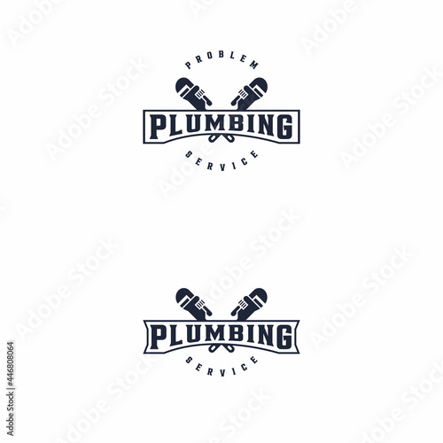 Plumbing logo design inspiration. water pipe service problem. Vintage Badge Retro Western Hipster style